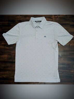 Travis Mathew Men's Light Gray Polo with Pattern